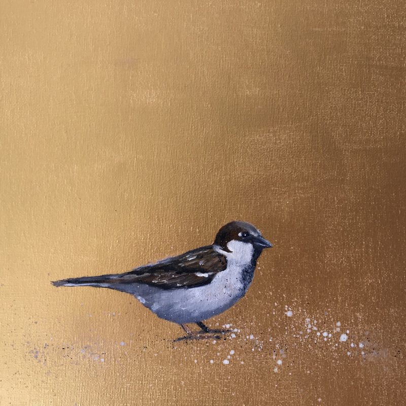Garden Sparrow on Gold (SOLD)