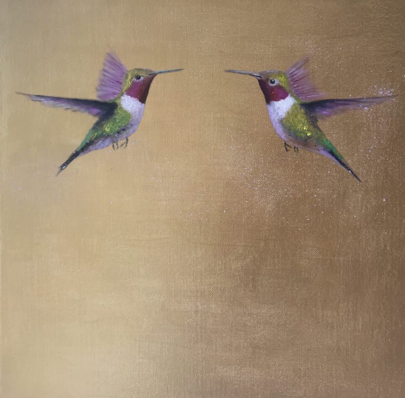 The Two of Us ~ Hummingbirds on gold (SOLD)