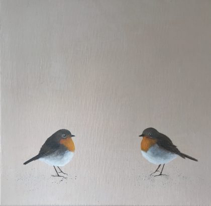 Two Little Robins ~ on white gold (SOLD)