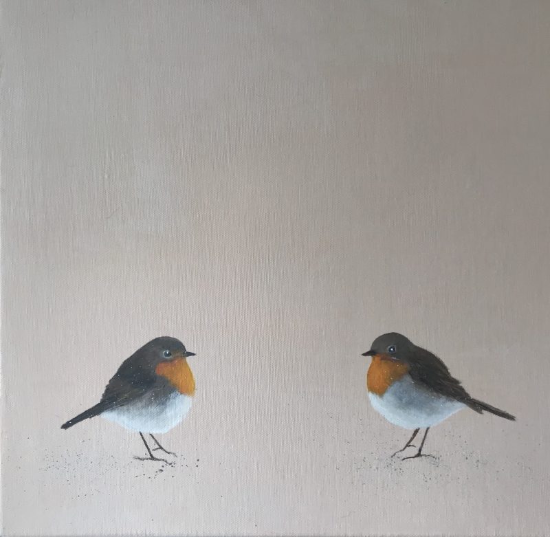 Two Little Robins ~ on white gold (SOLD)