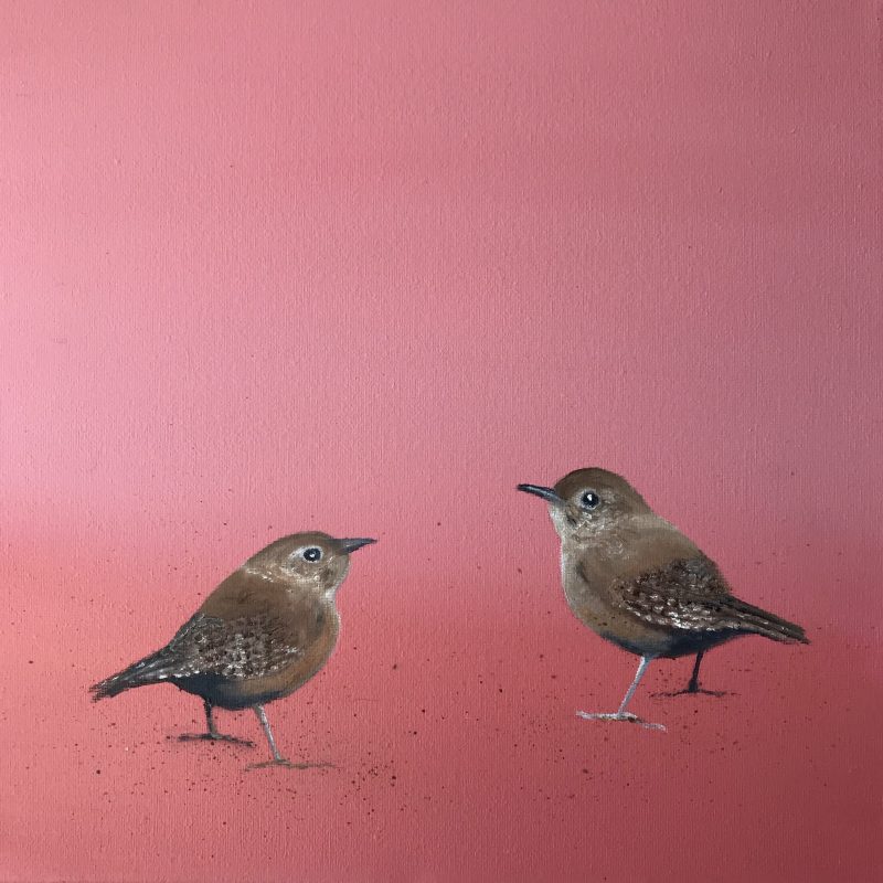 Two little wrens ~ on rose gold (SOLD)