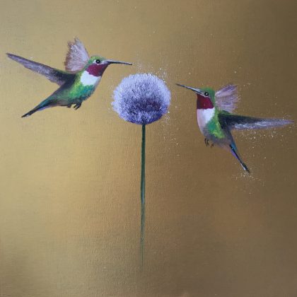 From Me To You ~ Hummingbirds on Gold ~ SOLD
