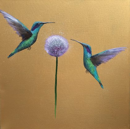From Me To You II ~ Hummingbirds on Gold (SOLD)