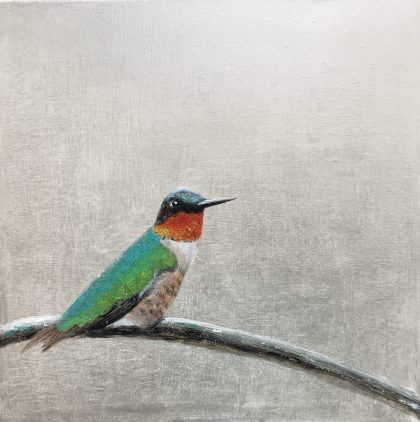 Ruby-throated Hummingbird ~ on silver