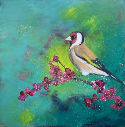 Goldfinch on blossom (SOLD)