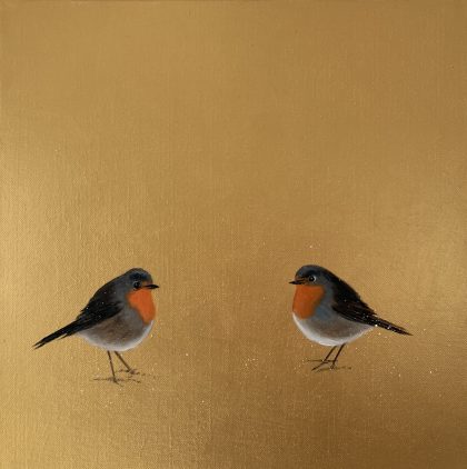 Two Robins ~ On Gold (SOLD)