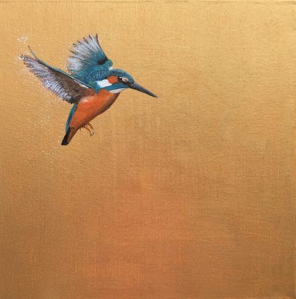 Flight Of The Kingfisher on Gold (SOLD)