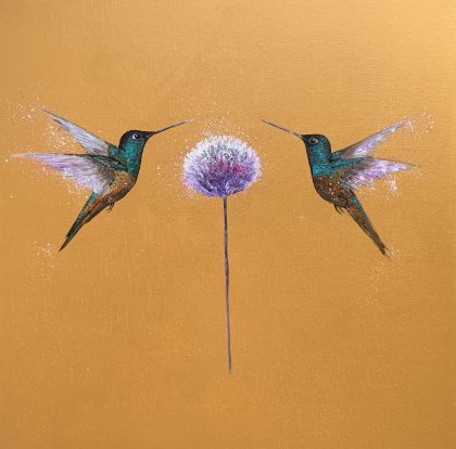 We Are Golden IV ~ Hummingbirds on Gold (SOLD)