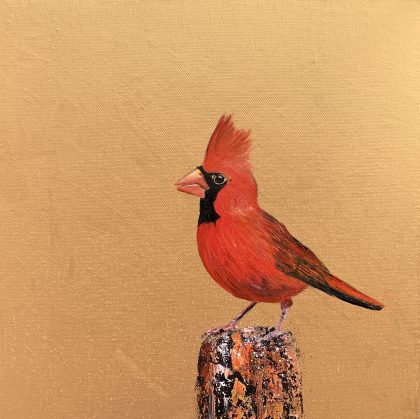 The Red Cardinal ~ on Gold (SOLD)